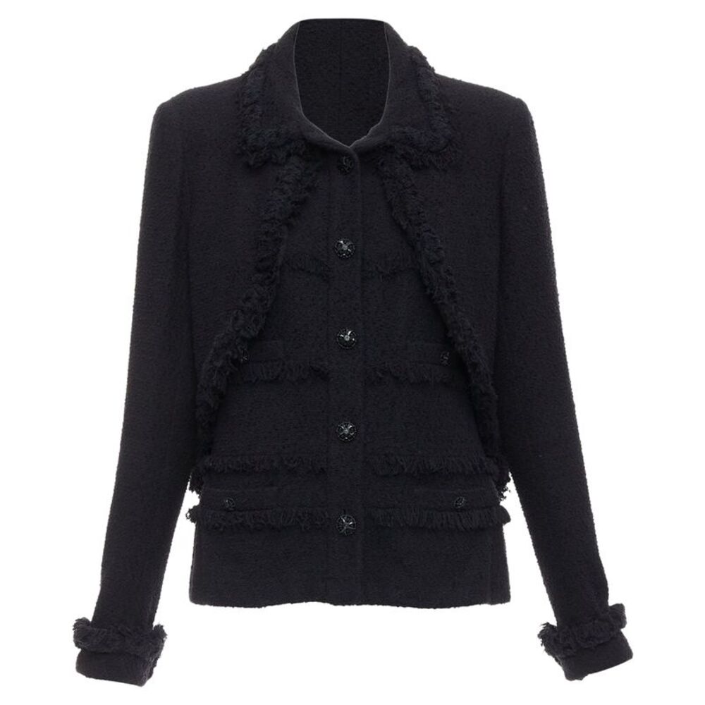 Chanel tweed braided fringe trim layered jacket